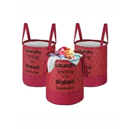 Kuber Industries Maroon & Black 3 Pieces Printed Foldable Laundry Bags 45L Each-picture-15