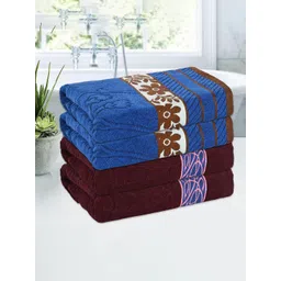 Kuber Industries Maroon & Blue 4 Pieces Striped Cotton 150 GSM Bath Towel-picture-34