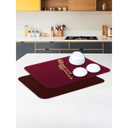 Kuber Industries Maroon & Brown 2 Pieces Reversible Dish Drying Mats-picture-26