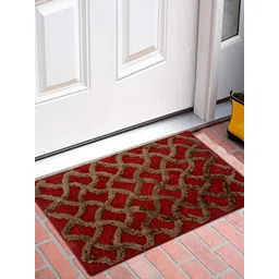 Kuber Industries Maroon & Brown Patterned Velvet Rectangular Anti-Skid Doormat-picture-39