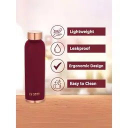 Kuber Industries Maroon & Gold-Toned Set of 2 Copper Solid Water Bottle-image-6