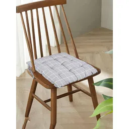 Kuber Industries Maroon & Grey 2 Pieces Checked Cotton Chair Pads-picture-21