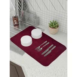Kuber Industries Maroon & Grey 2 Pieces Embossed Rectangular Dish Dry Mats-picture-24