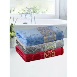 Kuber Industries Maroon & Grey 3 Pieces Printed Cotton 450 GSM Bath Towel-picture-20