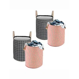 Kuber Industries Maroon & Grey 4-Pieces Printed Cotton Laundry Bag-picture-16