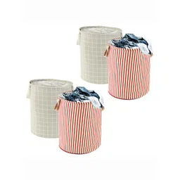 Kuber Industries Maroon & Grey 4 Pieces Striped Cotton Laundry Bags 60 L Each-picture-21