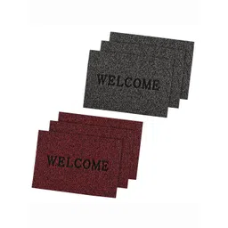 Kuber Industries Maroon & Grey 6 Pieces Textured Anti-Skid Grass Doormats-picture-37