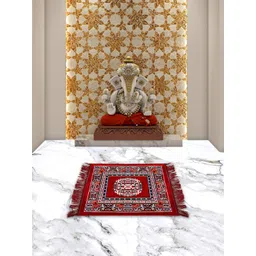 Kuber Industries Maroon Rangoli Design Velvet Square Pooja Mat-picture-40