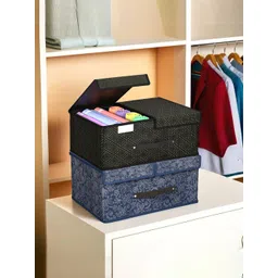 Kuber Industries Navy Blue & Black 2 Pieces Printed Foldable Multi-Utility Organisers-picture-38