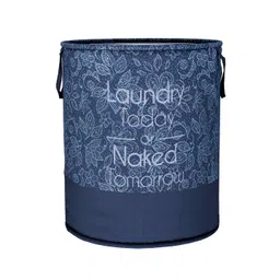 Kuber Industries Navy-Blue & White Printed Non-Woven Round Laundry Basket - 45 L-picture-54