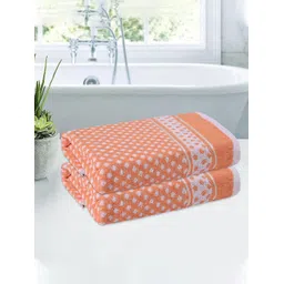 Kuber Industries Orange & White 2 Pieces Printed Cotton 144 GSM Bath Towel-picture-10