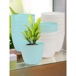 Kuber Industries Pack Of 18 Sky Blue & White Plain Cool Flower Pot 5 Inch-picture-37