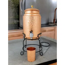 Kuber Industries Pack of 2 Copper Water Dispenser & Glass 5 Litres-image-36