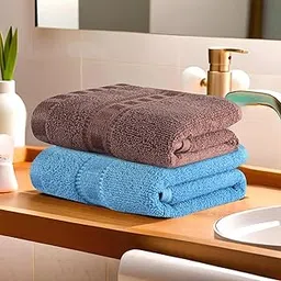 Kuber Industries Pack of 2 Cotton Hand/Face Towels for Men & Women | Easily Washable | Workout Gym Napkins for Men | Pocket Towel - Sky Blue & Brown-picture-10