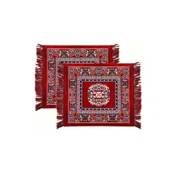 Kuber Industries Pack of 2 Maroon Rangoli Design Velvet Square Pooja Mats-picture-28