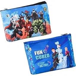 kuber industries Pack of 2 Pencil Pouch | Square Stationary Pouch | Pen-Pencil Box for Kids | School Geometry Pouch | Pencil Utility Bag | Zipper Pencil Organizer | Black & Blue-picture-20