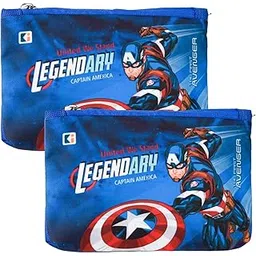 kuber industries Pack of 2 Pencil Pouch | Square Stationary Pouch | Pencil Utility Bag | Pencil Box for Kids | School Geometry Pouch | Zipper Pencil Organizer | Marvel Captain America | Royal Blue-picture-39