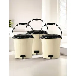 Kuber Industries Pack of 3 Cream & Black Pedal Dustbin-picture-27