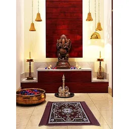 Kuber Industries Pack of 4 Maroon & Blue Ethnic Print Prayer Floor Mat-picture-29