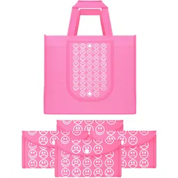 kuber industries Pack of 5 Smile Print Foldable Grocery/Shopping Bags For Women | Pink Pack of 5 Grocery Bags-picture-11