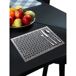 Kuber Industries Pack Of 6 Silver Toned PVC Rectangle Dining Table Mat-picture-18