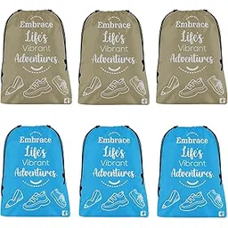 kuber industries Pack of 6 Travel Bags for Clothes | Waterproof Storage Bag for Travel-Hiking | Parachute Travel Pouches | Packing Cubes Travel Organizer | Laundry Bag | Small | Brown & Sky Blue-picture-11