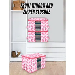 Kuber Industries Pink 3 Pieces Printed Saree Organisers-picture-36