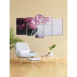 Kuber Industries Pink 5 Pieces Flower Scenery Wall Paintings-picture-29