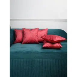 Kuber Industries Pink 5 Pieces Self Design Square Cushion Covers-picture-17