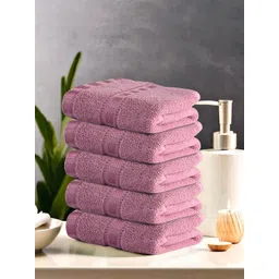 Kuber Industries Pink 5 Pieces Striped Cotton Anti-Bacterial 225 GSM Face Towels-picture-13