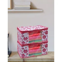 Kuber Industries Pink 6 Pieces Printed Fabric Sarees Organizers-picture-32