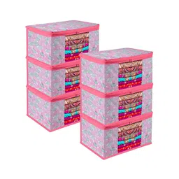 Kuber Industries Pink 6 Pieces Saree Organizer Storage Bag-picture-17