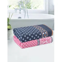 Kuber Industries Pink & Blue 2 Pieces Printed Cotton 150 GSM Bath Towel-picture-31