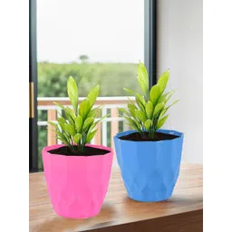 Kuber Industries Pink & Blue 2 Pieces Textured Durable Flower Pot Planters-picture-27
