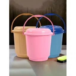 Kuber Industries Pink & Blue 3 piece Bath Bucket with Lid-picture-42