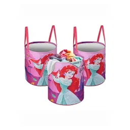 Kuber Industries Pink & Blue 3 Pieces Disney Princess Printed Foldable Laundry Bags 45L-picture-16