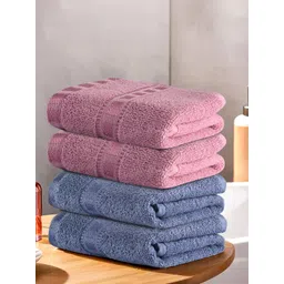 Kuber Industries Pink & Blue 4 Pieces Self Designed GSM 225 Face Towels-picture-33