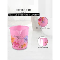 Kuber Industries Pink & Blue 8 piece Floral Plastic Bath Accessories Set image 5