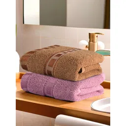 Kuber Industries Pink & Gold Toned 2Pcs Cotton Anti-Bacterial 225 GSM Face Towels-image-25