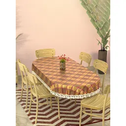 Kuber Industries Pink & Gold-Toned Waterproof Oval 6-Seater Table Cover-picture-25