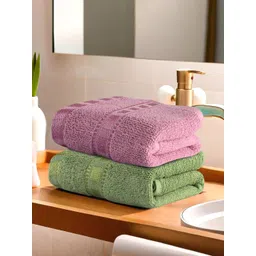 Kuber Industries Pink & Green 2 Pieces Cotton Highly Absorbent 225 GSM Face Towels-picture-32