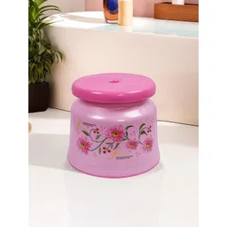 Kuber Industries Pink & Green Flower-Printed Lightweight Bath Stools-picture-24