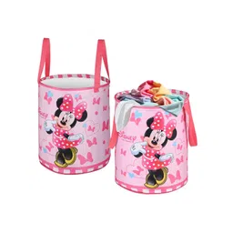 Kuber Industries Pink & White 2 Pieces Disney Minnie Printed Foldable Laundry Bags 45L-picture-22