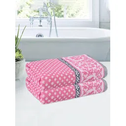 Kuber Industries Pink & White 2 Pieces Printed Cotton 150 GSM Bath Towels-picture-17