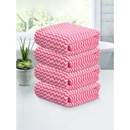 Kuber Industries Pink & White 4 Pieces Printed Microfiber 280 GSM Bath Towels-picture-30