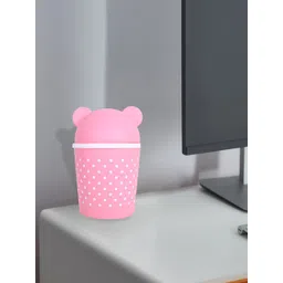 Kuber Industries Pink & White Printed Swing Lid TableDustbin-picture-27