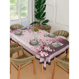 Kuber Industries Pink Floral Printed Anti Skid Cotton Rectangle Table Cover-picture-16