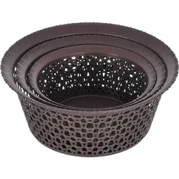 kuber industries Plastic Multiuses 3 Different Sizes Round Plastic Storage Basket/Organizer (Brown) Storage Basket-picture-28