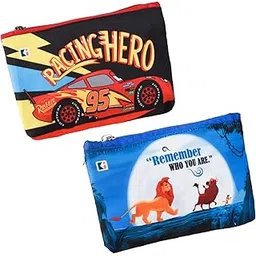 kuber industries Polyester Pack of 2 Pencil Pouch | Square Stationary Pouch | Pen-Pencil Box for Kids | School Geometry Pouch | Pencil Utility Bag | Disney Pencil Organizer | Red & Blue-picture-10