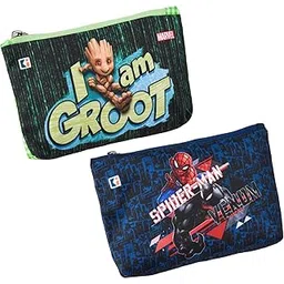 kuber industries Polyester Pack of 2 Pencil Pouch | Square Stationary Pouch | Pen-Pencil Box for Kids | School Geometry Pouch | Pencil Utility Bag | Marvel Pencil Organizer | Green & Navy Blue-picture-16